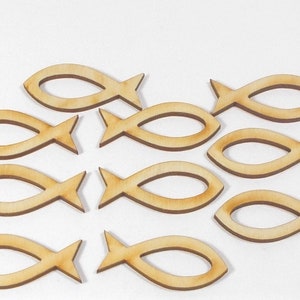 Fische 10 Stück - Christliches Motiv - 4,5 cm - mit Ausschnitt - Kommunion Firmung