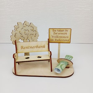 Geschenk zur Rente, große Rentnerbank mit Ortsschild, Geldgeschenk Lebensbaum Ruhestand Bild 11