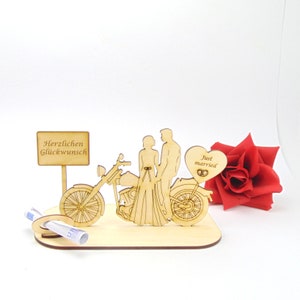 Geldgeschenk Brautpaar mit Chopper, Hochzeitsgeschenk für Biker, Bikerhochzeit K6