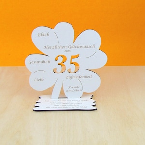 35 Geburtstag Gutscheingeschenk 16cm Kleeblatt Vintage weiß Glückwünsche Mädchen Junge Geschenk Deko 01