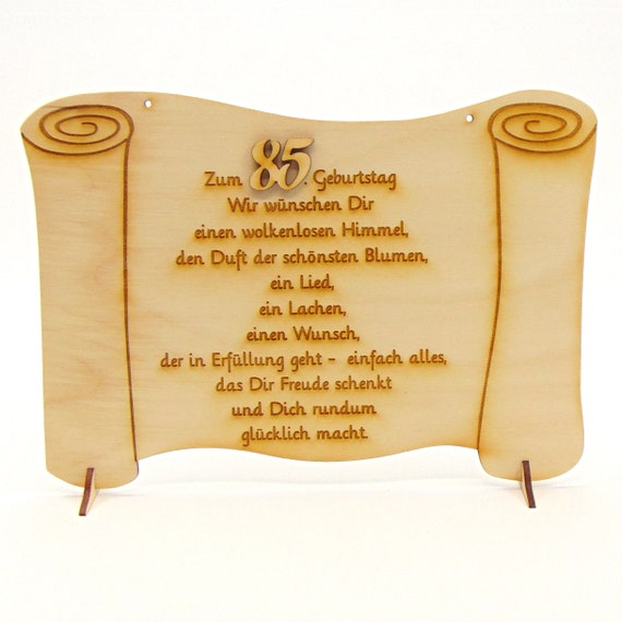Geschenk zum 85. Geburtstag Papierrolle aus Holz 23 cm lang Etsy