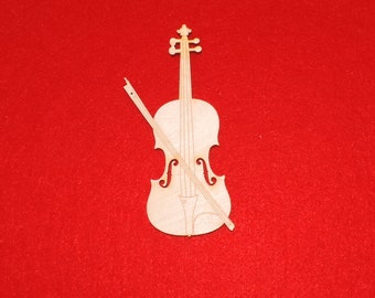 Violin 12 cm made of wood, instrument as decoration
