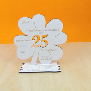 25 Geburtstag Gutscheingeschenk 16cm Kleeblatt Vintage weiß Glückwünsche Mädchen Junge Geschenk Deko 01