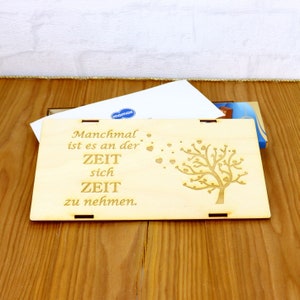 Ticketbox für Konzertkarten, Events, für Schokolade, Holz Box 23,5cm, Zeit nehmen, zum Geburtstag, zum besonderen Anlass, Zeit Verschenken