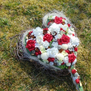 Holz Herzen mit Gravur für Grabgesteck, Engel, Trauerkranz, In stillem Gedenken, Erinnerungen für einen lieben Menschen, Personalisiert Blumengesteck