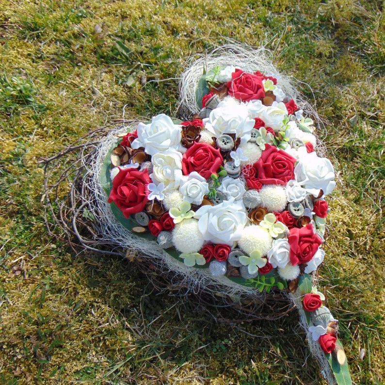 Holz Herzen mit Gravur für Grabgesteck, Engel, Trauerkranz, In stillem Gedenken, Erinnerungen für einen lieben Menschen, Personalisiert Blumengesteck