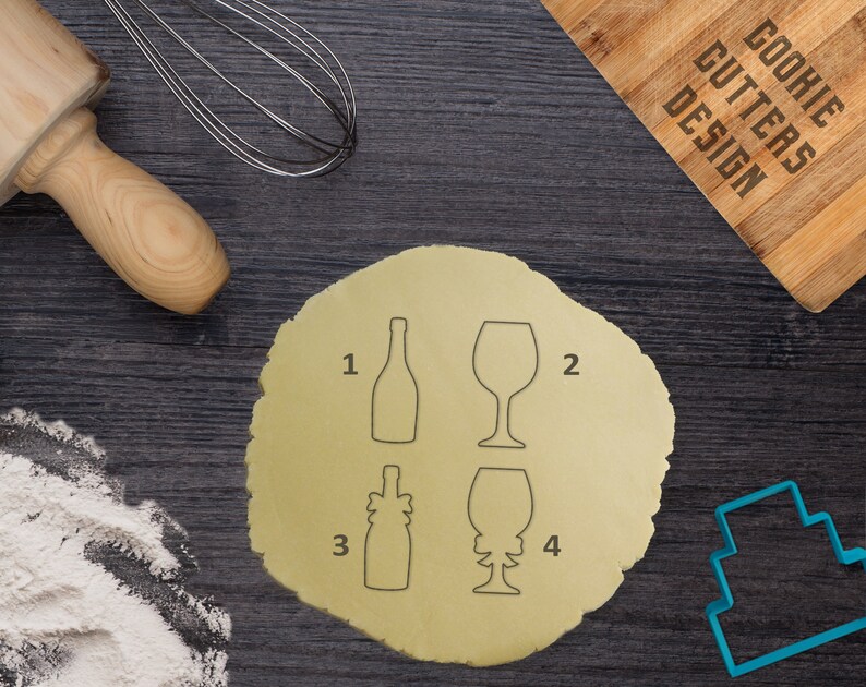 Champagne bottle with bow wine bottle cookie cutter wine Etsy