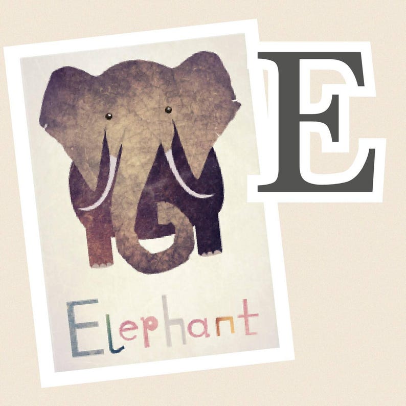 Personalised Alphabet Poster, Abc, Nursery Decor, Wall Art, Nursery print, Education, Home decor, Elephant, Animals, Phonics image 8