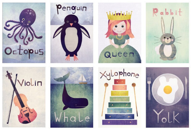 Personalised Alphabet Poster, Abc, Nursery Decor, Wall Art, Nursery print, Education, Home decor, Elephant, Animals, Phonics image 3