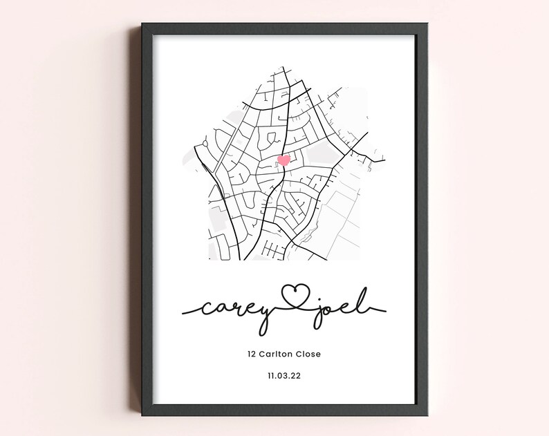 Personalised house gift, Custom First Home Map Print, Gift for First Home Couple, New House Map, New Home art image 4