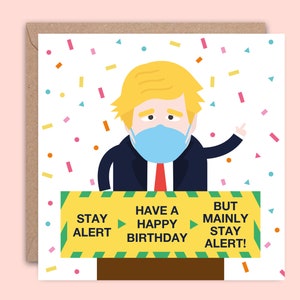 Birthday Card for Isolation or Quarantine, Funny Boris Johnson Greetings Card, Virus Covid Card image 1