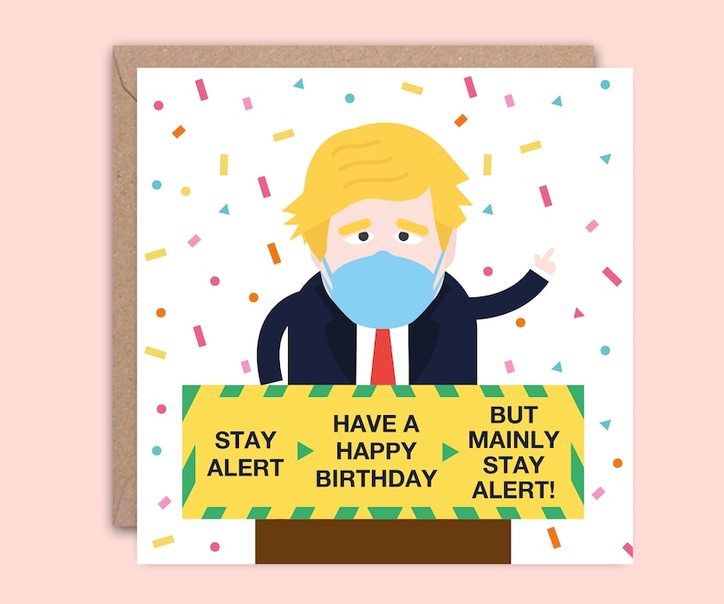 Birthday Card for Isolation or Quarantine, Funny Boris Johnson Greetings Card, Virus Covid Card image 1