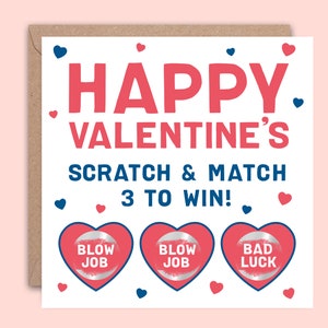 Valentines Day Card for Her, for Him, for Girlfriend, for Boyfriend, Funny Valentines Day Gift Card, Scratch card Blowjob Lose