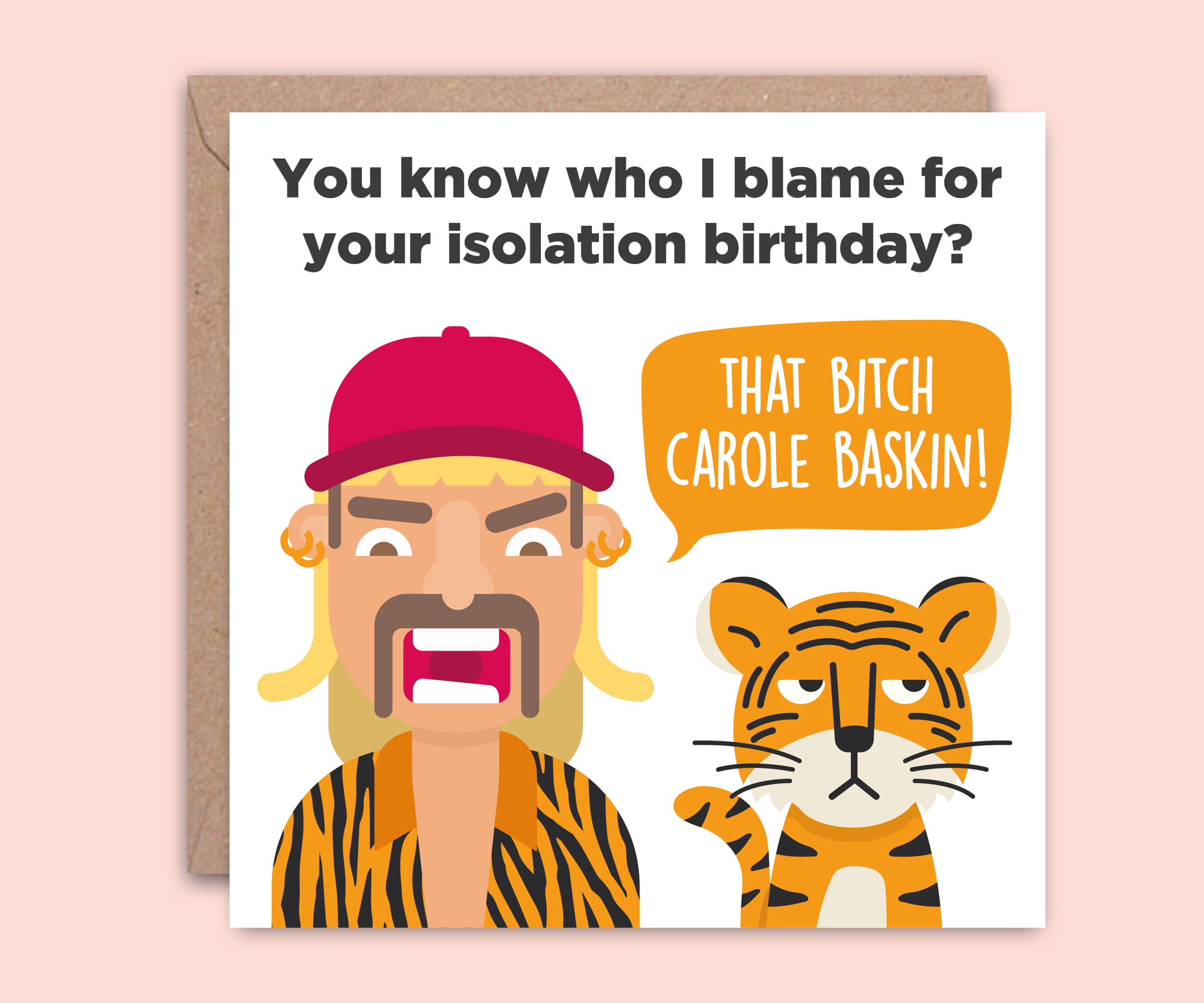 Quarantine Birthday Card, Tiger King Funny Isolation Birthday Card, S…