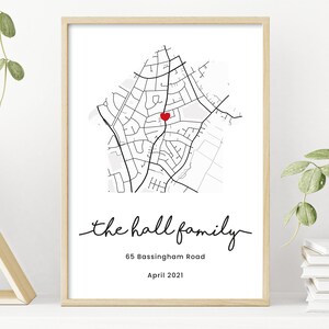 Personalised house gift, Custom First Home Map Print, Gift for First Home Couple, New House Map, New Home art image 5