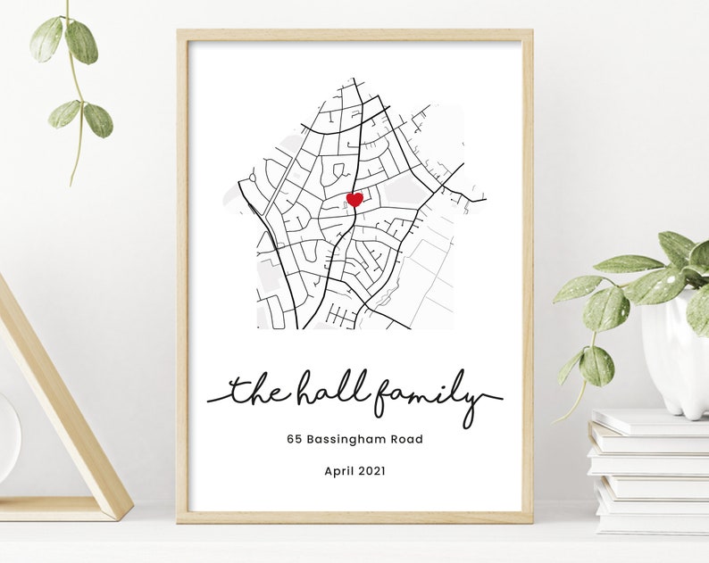 Personalised house gift, Custom First Home Map Print, Gift for First Home Couple, New House Map, New Home art image 5