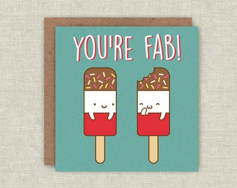 Funny Father's Day Card You're Fab! Funny Love Card Pun Greeting Card Fathers Day