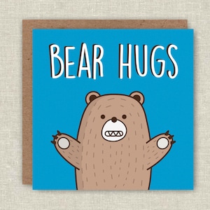 Carte d’ours, carte d’anniversaire mignonne, carte mignonne, carte d’ours mignon, obtenir la carte de puits, câlins d’ours, carte drôle, carte pour elle, carte pour lui, carte d’anniversaire