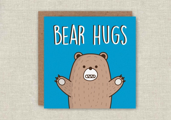 Bear Card, Cute Birthday Card, Cute Card, Cute Bear Card, Get Well Card, Bear Hugs, Funny Card, Card For Her, Card For Him, Anniversary Card