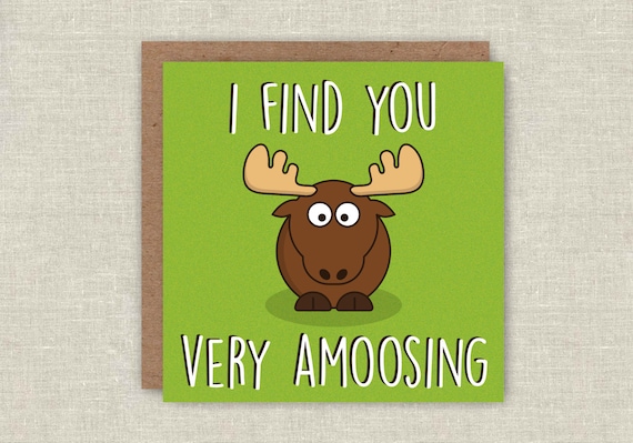 Funny Birthday Card, Cute Birthday Card, I Find You Very Amoosing, Pun Card, Pun Birthday Card, Card For Dad, Card For Mum, Love Card, Cute