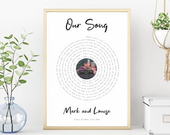 Personalised Anniversary Gift, Custom Vinyl Record Song Gift, Wedding Present for Him for Her, Girlfriend Boyfriend Anniversary Present