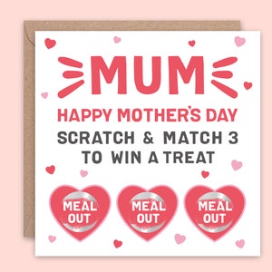 Biglietto per la festa della mamma per lei, per la mamma, per la mamma, divertente carta regalo per la festa della mamma, gratta e vinci regalo