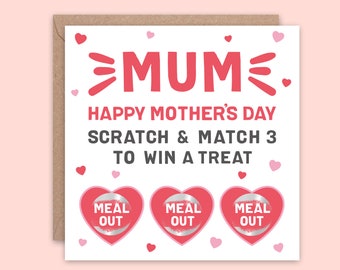 Mothers Day Card for Her, for Mum, for Mom, for Mother, Funny Mother's Day Gift Card, Scratch card Present