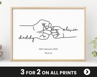 Personalised Father's Day Gift, Custom Print, New Baby Birthday gift for Dad or Grandad, Gift from kids, Fathers Day Gifts for Dad Daddy