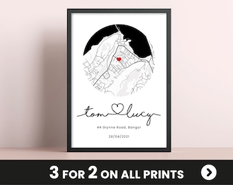 New Home Gift, Personalised New House Map Print