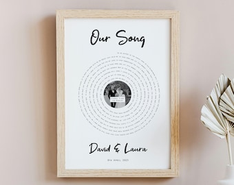 Personalised Anniversary Gift, Song Lyric Print, Anniversary Gift, Gift For Him or Her, Wedding Gift, Custom Lyric Song Print