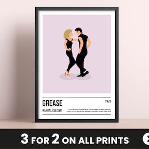 Grease Poster Art Print, John Travolta Poster Print, Film Print, Film Wandkunst, Grease Gift