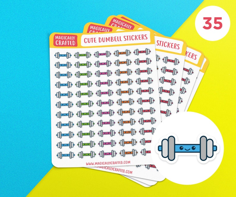 Download Cute Kawaii Dumbbell Stickers Weight / Gym / Workout | Etsy