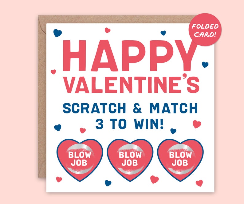 Valentines Day Card for Her, for Him, for Girlfriend, for Boyfriend, Funny Valentines Day Gift Card, Scratch card image 1