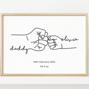 Personalised Father's Day Gift, Custom Print, New Baby Birthday gift for Dad or Grandad, Gift from kids, Fathers Day Gifts for Dad Daddy image 3