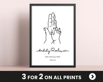 Personalised Father's Day Gift, Custom New Baby Print, Birthday gift for Dad or Grandad, Gift from kids, Fathers Day Gifts for Dad Grandad