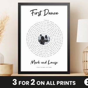 Regalo de boda para el primer baile, regalo de aniversario para pareja, regalo de boda, impresión de letras de canciones en vinilo, regalo para él y ella, novio