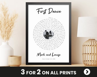 First Dance Wedding Gift, Anniversary Gift for Couple, Wedding Present, Vinyl Record Song Lyrics Print, Gift for Him Her, Boyfriend