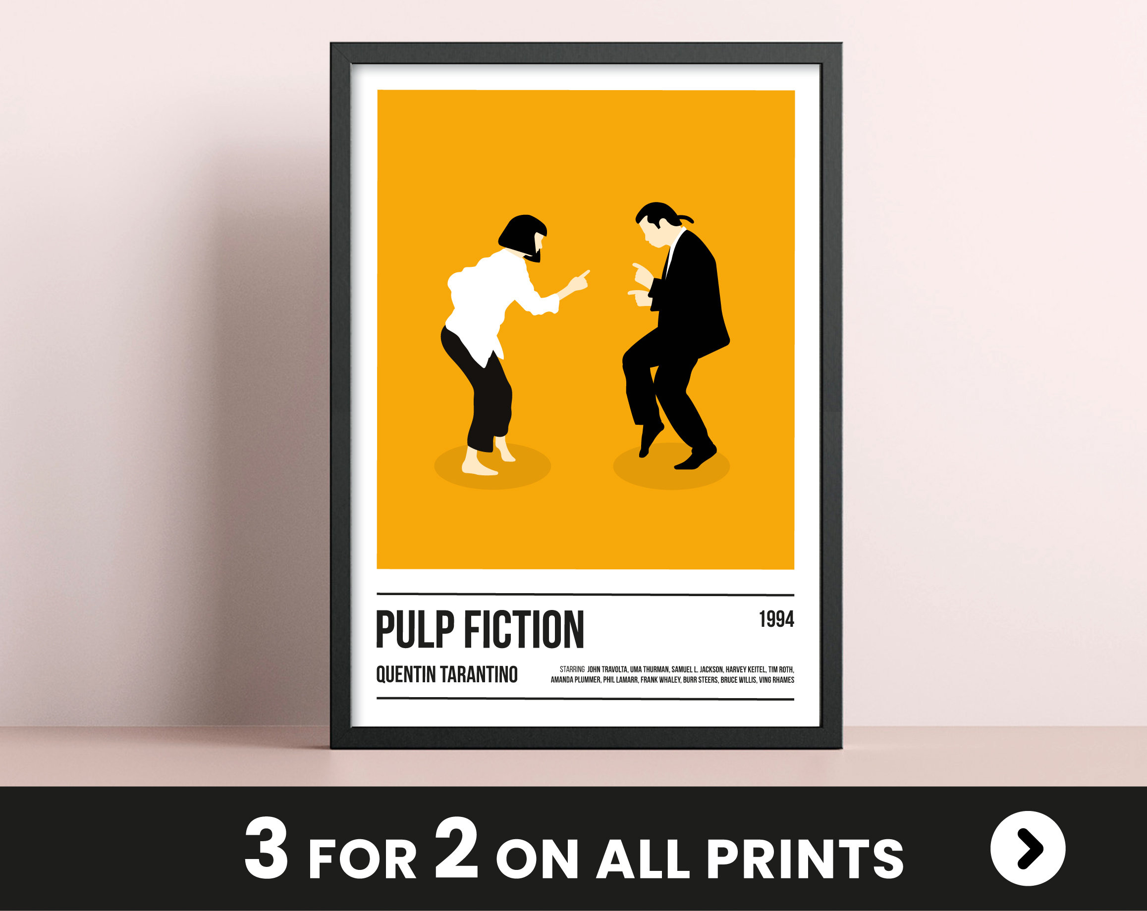 Pulp Fiction Poster Art Print Tarantino Poster Print Movie Etsy