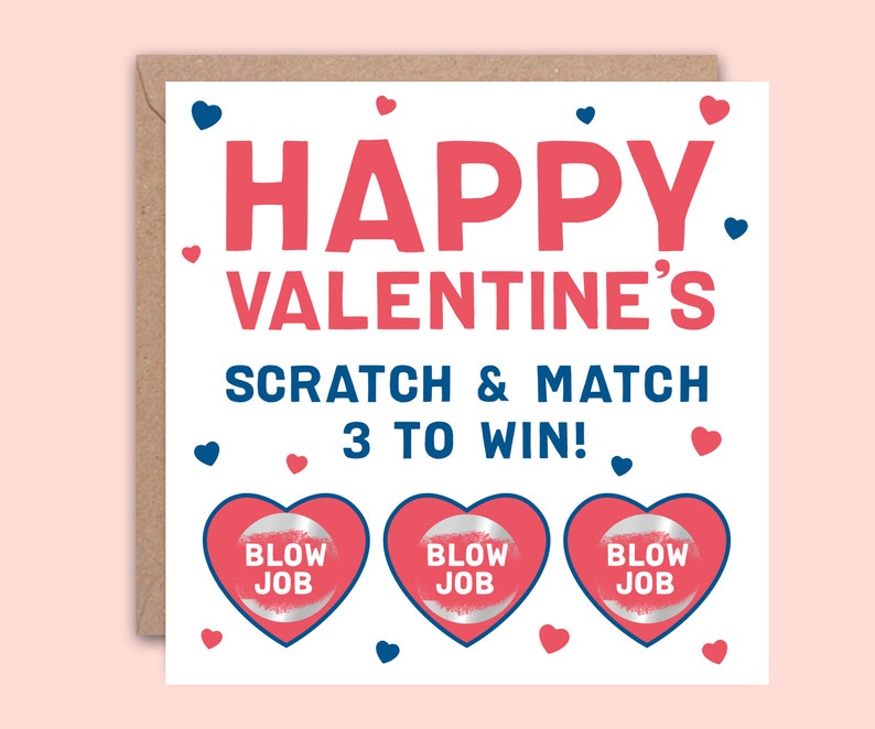 Valentines Day Card for Her, for Him, for Girlfriend, for Boyfriend, Funny Valentines Day Gift Card, Scratch card Blowjob Win