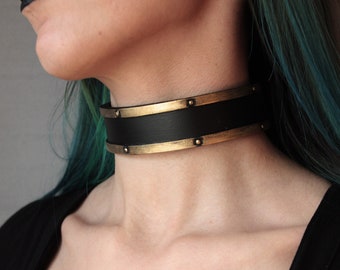 ampio girocollo steampunk - nero - Rame Argento oro - collana - accessori gotici alternativi punk metal - elegante padrona di classe schiava