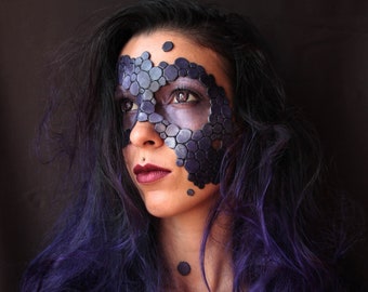 dragon leather / scales mask - mermaid costume - fantasy costume, perfect for halloween, larp, carnival - full face prosthetics EVA FOAM