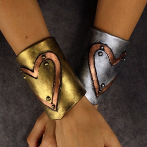 Steampunk  - medieval - fantasy bracer / wristband with hearts. armor like, fake metal. Made with EVA foam. Cute and Romantic