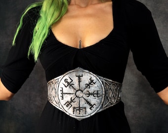 Vegvisir - nordic waist belt. Accessory gift for fantasy clothing or for a unique wedding. available in PLUS SIZE. not real metal!