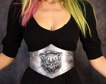 fantasy waist belt / underbust corset armor with wolf. Eva foam Armor (fake metal).  Perfect clothes for medieval, nordic, fantasy Larp