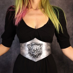 fantasy waist belt / underbust corset armor with wolf. Eva foam Armor (fake metal).  Perfect clothes for medieval, nordic, fantasy Larp