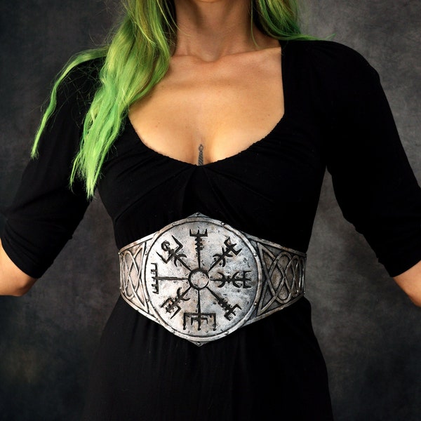 Vegvisir - nordic waist belt. Accessory gift for fantasy clothing or for a unique wedding. available in PLUS SIZE. not real metal!