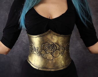 Underbust Corset Steampunk / gothic / post apocalyptic clothing. with rose. EVA foam armor. Fake metal. larp/ cosplay Victorian costume