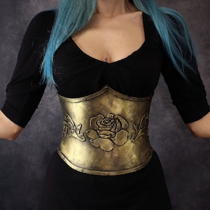 Underbust Corset Steampunk / gothic / post apocalyptic clothing. with rose. EVA foam armor. Fake metal. larp/ cosplay Victorian costume image 1