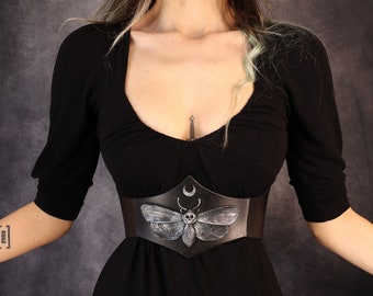 Underbust corset/waist cincher Gothic, vampire, alternative, moon moth, black, fantasy clothing Halloween larp costume. EVA FOAM woman armor