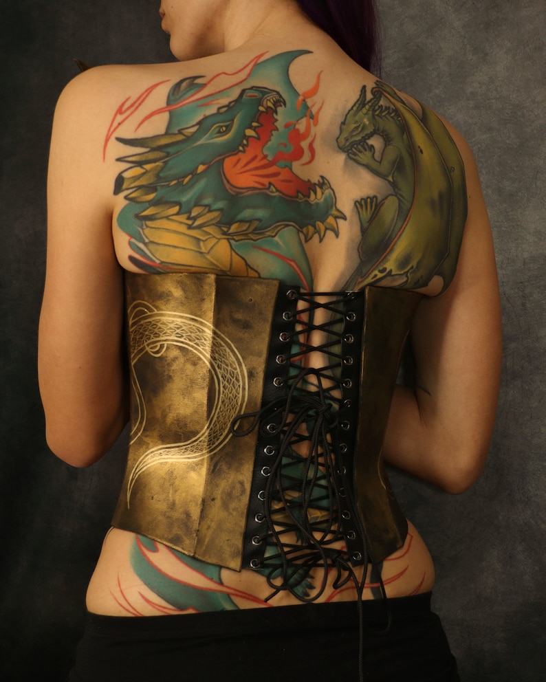 Norse Dragon fantasy corset overbust larp mother of dragons cosplay costume fake metal foam armor viking fantasy clothing image 5